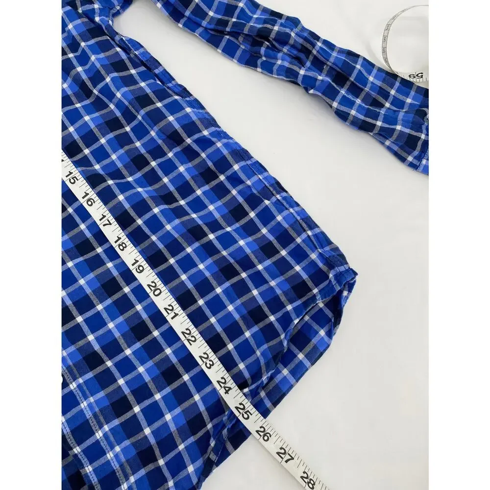Ralph Lauren Boys XL 18-20 Blue Plaid Long Sleeve Button Front